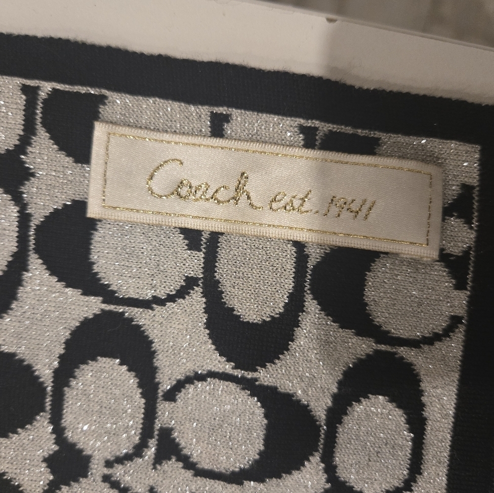 NWOT Coach Reversible Monogram Black and Gray Patterned Scarf - Picture 3 of 5